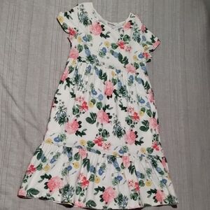 Floral Kids Dress - White and Pink